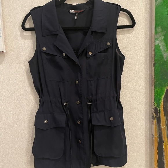 French Connection Jackets & Blazers - French Connection Dark Blue Sleeveless Vest